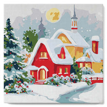 Laden Sie das Bild in den Galerie-Viewer, Mini Malen nach Zahlen mit Rahmen - Rotes Haus im Winter