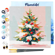Laden Sie das Bild in den Galerie-Viewer, Mini Malen nach Zahlen mit Rahmen - Verschneiter Weihnachtsbaum