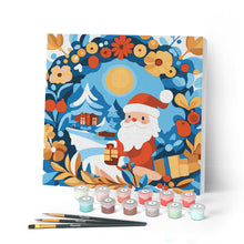 Laden Sie das Bild in den Galerie-Viewer, Mini Malen nach Zahlen mit Rahmen - Kranz und Weihnachtsmann