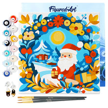 Laden Sie das Bild in den Galerie-Viewer, Mini Malen nach Zahlen mit Rahmen - Kranz und Weihnachtsmann