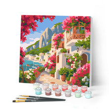 Laden Sie das Bild in den Galerie-Viewer, Malen nach Zahlen Figured'Art – Mini Malen nach Zahlen mit Rahmen - Blumenallee von Capri
