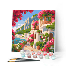 Laden Sie das Bild in den Galerie-Viewer, Malen nach Zahlen Figured'Art – Mini Malen nach Zahlen mit Rahmen - Blumenallee von Capri