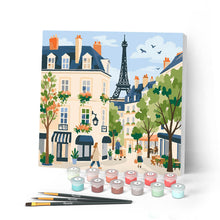 Laden Sie das Bild in den Galerie-Viewer, Malen nach Zahlen Figured'Art – Mini Malen nach Zahlen mit Rahmen - Aquarell-Pariser Straße