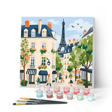 Laden Sie das Bild in den Galerie-Viewer, Malen nach Zahlen Figured'Art – Mini Malen nach Zahlen mit Rahmen - Aquarell-Pariser Straße