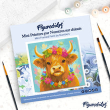 Laden Sie das Bild in den Galerie-Viewer, Mini Malen nach Zahlen mit Rahmen - Highland Cow Gartenkönigin