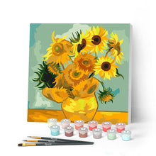 Laden Sie das Bild in den Galerie-Viewer, Malen nach Zahlen Figured'Art – Mini Malen nach Zahlen mit Rahmen - Van Gogh - Sonnenblumen