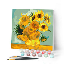 Laden Sie das Bild in den Galerie-Viewer, Malen nach Zahlen Figured'Art – Mini Malen nach Zahlen mit Rahmen - Van Gogh - Sonnenblumen