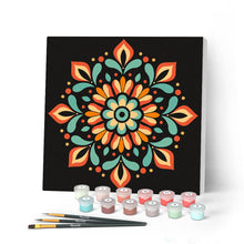 Laden Sie das Bild in den Galerie-Viewer, Malen nach Zahlen Figured'Art – Mini Malen nach Zahlen mit Rahmen - Herbst-Mandala