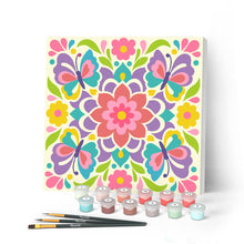 Laden Sie das Bild in den Galerie-Viewer, Malen nach Zahlen Figured'Art – Mini Malen nach Zahlen mit Rahmen - Schmetterlings-Mandala