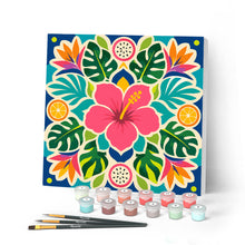 Laden Sie das Bild in den Galerie-Viewer, Malen nach Zahlen Figured'Art – Mini Malen nach Zahlen mit Rahmen - Hibiskus-Mandala