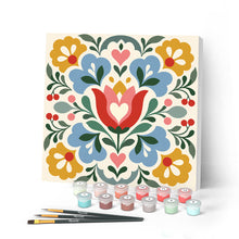 Laden Sie das Bild in den Galerie-Viewer, Malen nach Zahlen Figured'Art – Mini Malen nach Zahlen mit Rahmen - Blumen-Mandala