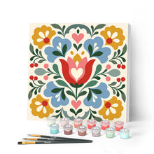 Laden Sie das Bild in den Galerie-Viewer, Malen nach Zahlen Figured'Art – Mini Malen nach Zahlen mit Rahmen - Blumen-Mandala