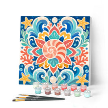Laden Sie das Bild in den Galerie-Viewer, Malen nach Zahlen Figured'Art – Mini Malen nach Zahlen mit Rahmen - Muschel-Mandala