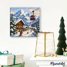 Laden Sie das Bild in den Galerie-Viewer, Mini Malen nach Zahlen mit Rahmen - Winterurlaub in den Alpen