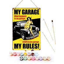 Laden Sie das Bild in den Galerie-Viewer, Malen nach Zahlen Metallposter - Meine Garage, meine Regeln Figured'Art