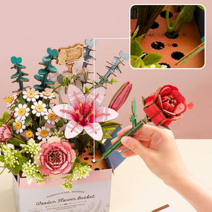 3D Puzzle - Blumenkorb aus Holz