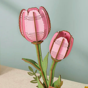3D Puzzle - Rosa Tulpe