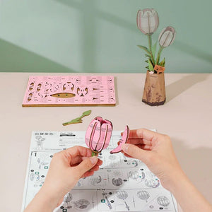 3D Puzzle - Rosa Tulpe