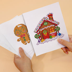 Mini Diamond Painting 15x20 cm (2 Stück) - Lebkuchenmann und Weihnachtshaus