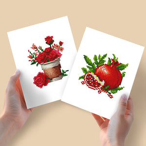 Mini Diamond Painting 15x20 cm (2 Stück) - Kaffee und Granatapfel