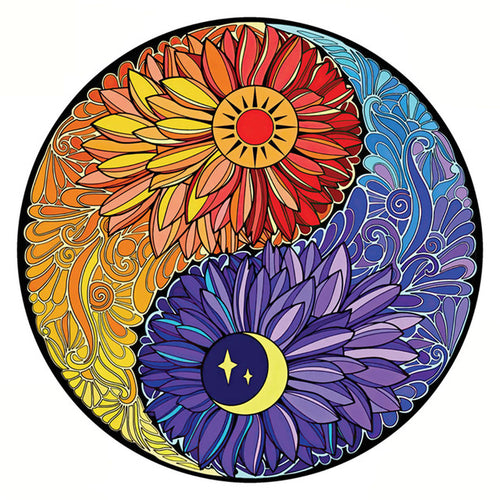 2D Holzpuzzle – Sonne und Mond Yin Yang