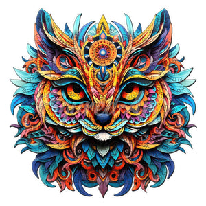 Holzpuzzle Erwachsene - Lebendiges Katzen-Mandala