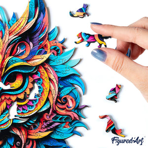 Holzpuzzle Erwachsene - Lebendiges Katzen-Mandala