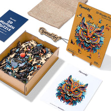 Laden Sie das Bild in den Galerie-Viewer, Holzpuzzle Erwachsene - Lebendiges Katzen-Mandala