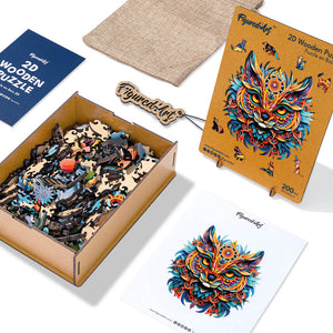Holzpuzzle Erwachsene - Lebendiges Katzen-Mandala