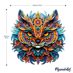 Holzpuzzle Erwachsene - Lebendiges Katzen-Mandala