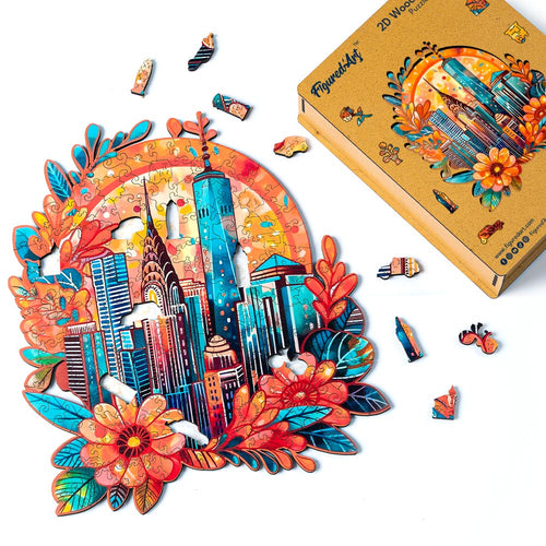 Holzpuzzle Erwachsene - Blumen-Stadtbild