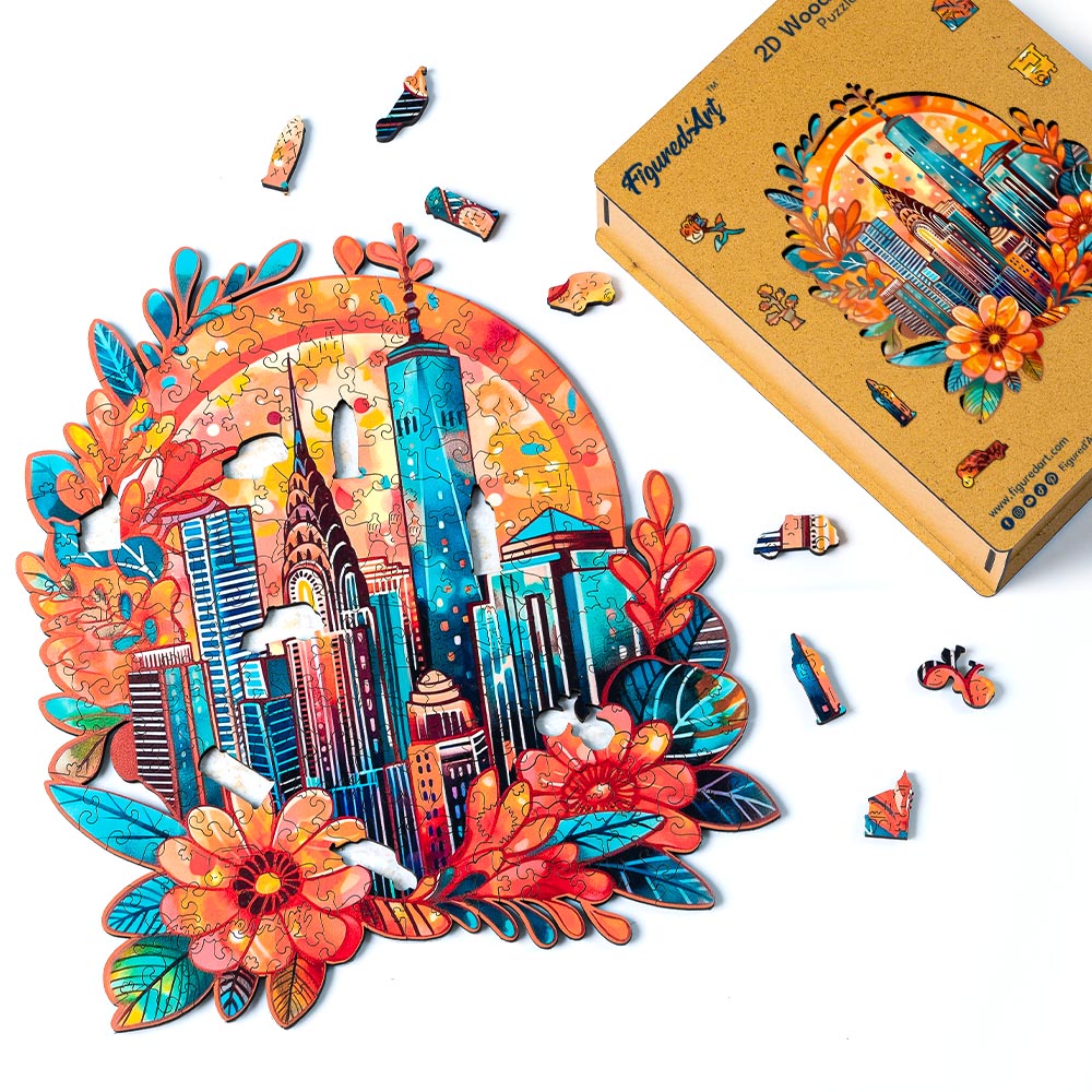 Holzpuzzle Erwachsene - Blumen-Stadtbild