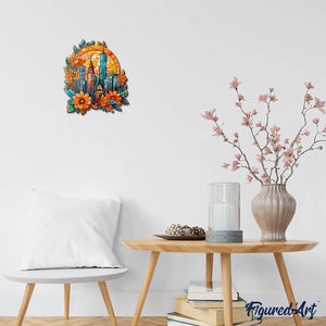 Holzpuzzle Erwachsene - Blumen-Stadtbild
