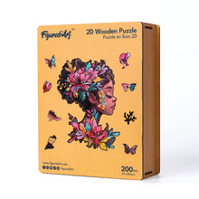 Laden Sie das Bild in den Galerie-Viewer, Holzpuzzle Erwachsene - Blumenfrauenporträt