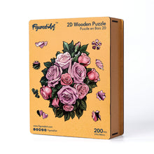 Laden Sie das Bild in den Galerie-Viewer, Holzpuzzle Erwachsene - Rosa Rosenstrauß