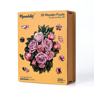 Holzpuzzle Erwachsene - Rosa Rosenstrauß