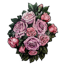 Laden Sie das Bild in den Galerie-Viewer, Holzpuzzle Erwachsene - Rosa Rosenstrauß