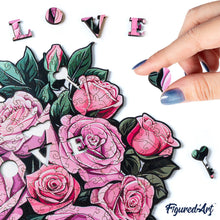 Laden Sie das Bild in den Galerie-Viewer, Holzpuzzle Erwachsene - Rosa Rosenstrauß