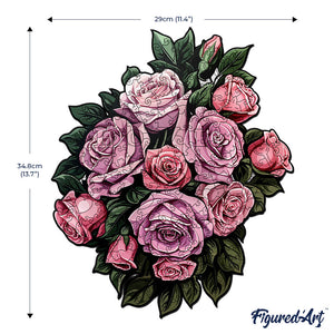 Holzpuzzle Erwachsene - Rosa Rosenstrauß
