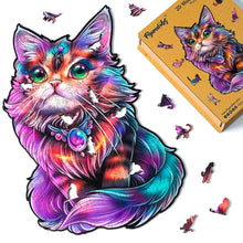 Laden Sie das Bild in den Galerie-Viewer, Holzpuzzle Erwachsene - Bunter Katze mit Edelstein