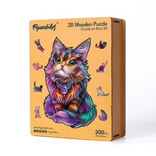 Laden Sie das Bild in den Galerie-Viewer, Holzpuzzle Erwachsene - Bunter Katze mit Edelstein