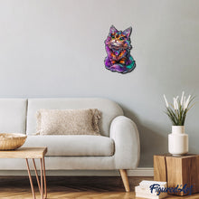 Laden Sie das Bild in den Galerie-Viewer, Holzpuzzle Erwachsene - Bunter Katze mit Edelstein