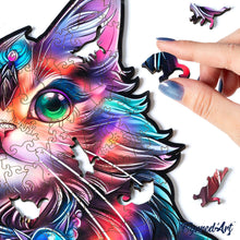 Laden Sie das Bild in den Galerie-Viewer, Holzpuzzle Erwachsene - Bunter Katze mit Edelstein