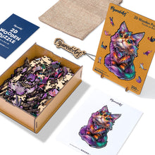 Laden Sie das Bild in den Galerie-Viewer, Holzpuzzle Erwachsene - Bunter Katze mit Edelstein