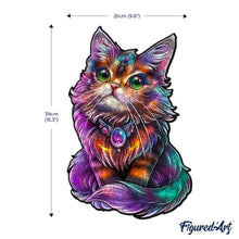Laden Sie das Bild in den Galerie-Viewer, Holzpuzzle Erwachsene - Bunter Katze mit Edelstein