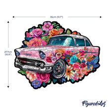 Laden Sie das Bild in den Galerie-Viewer, Holzpuzzle Erwachsene - Ausgang: Vintage-Blumenauto