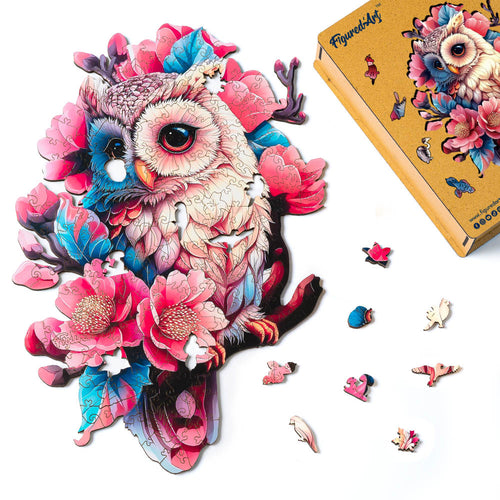 Holzpuzzle Erwachsene - Blumen-Eule