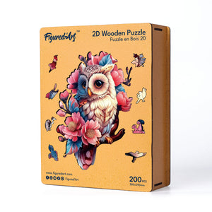 Holzpuzzle Erwachsene - Blumen-Eule