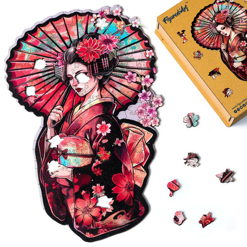 Holzpuzzle Erwachsene - Geisha mit Sonnenschirm