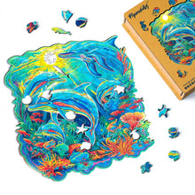 Laden Sie das Bild in den Galerie-Viewer, Holzpuzzle Erwachsene - Delfine im Korallenriff